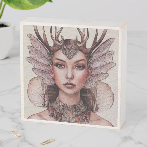 Queen Astrid _ Fairy Watercolor Painting Wooden Box Sign