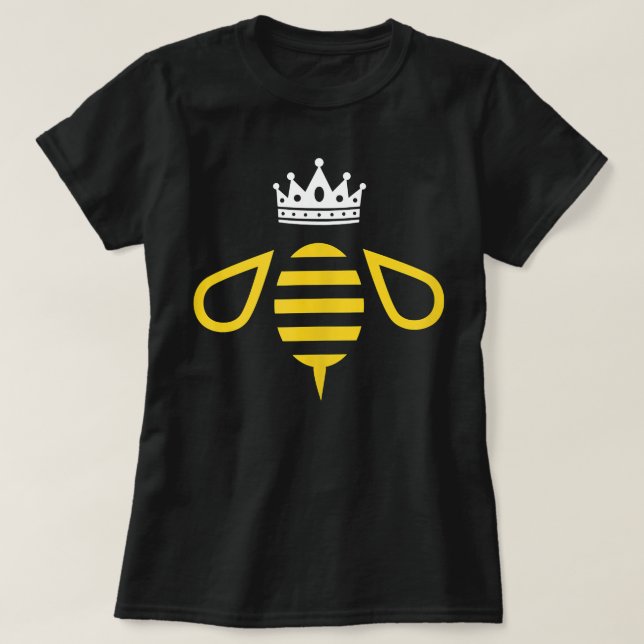 Queen B Queen Bee with a Crown and Bumblebee Graph T-Shirt (Design Front)