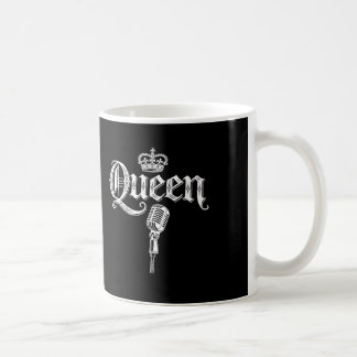 Queen Band Classic Crown and Microphone Line Art Coffee Mug