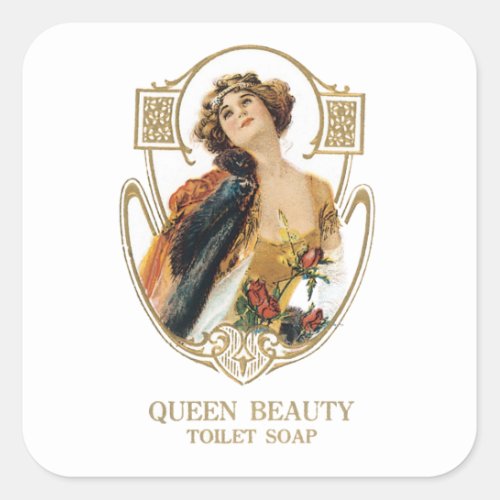 Queen Beauty toilet soap Square Sticker