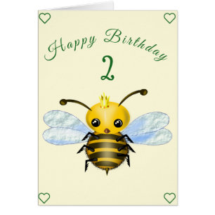Queen Bee 2nd Birthday Card Customizable