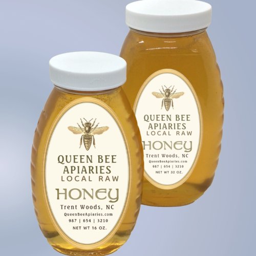 Queen Bee 32 oz Queenline Jar Honey Label Gold