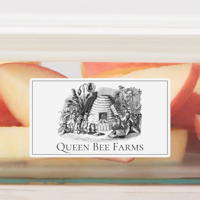 Queen Bee And Beehive Apiary Honey Bee Products Labels (Affixed)