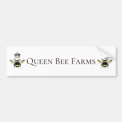 Queen Bee And Crown Apiary Or Bee Farm Bumper Sticker