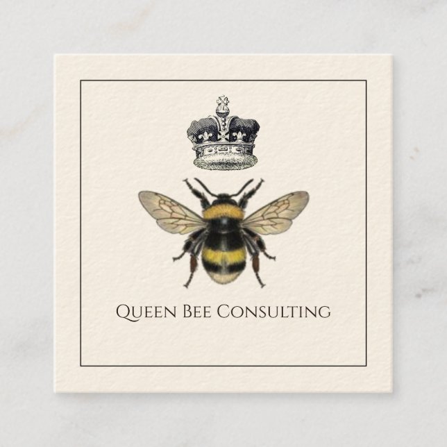 Queen Bee And Crown Consulting Square Business Card (Front)
