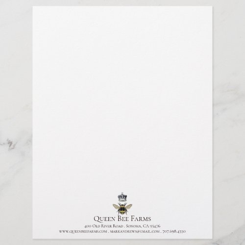 Queen Bee And Crown Farm Or Apiary Business Letterhead