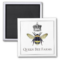 Queen Bee And Crown Farm Or Apiary Magnet