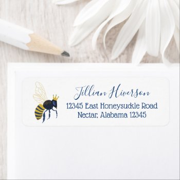 Queen Bee And Crown Return Address Label by Charmalot at Zazzle