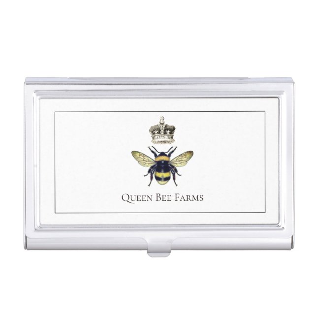 Queen Bee And Regal Crown Business Card Case (Front)