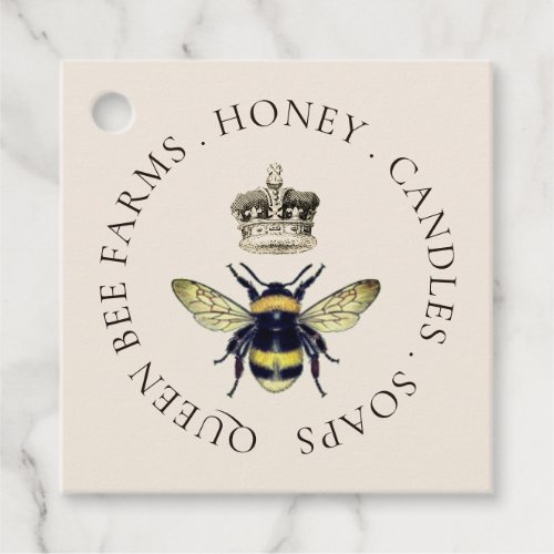 Queen Bee And Regal Crown Cream Apiary Favor Tags