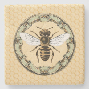 Queen Bee and Vintage Frame 1 Stone Coaster