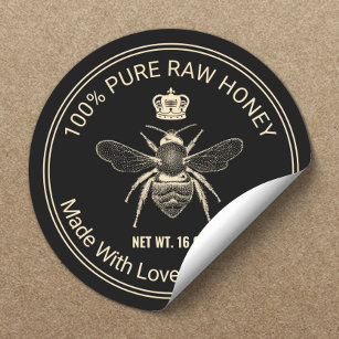 https://rlv.zcache.com/queen_bee_apiary_beekeeper_beehive_honey_jar_classic_round_sticker-r_av9b3o_307.jpg