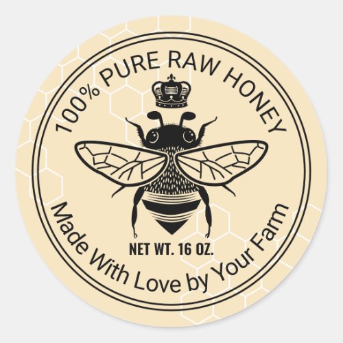 Queen Bee Apiary Beekeeper Beehive Honey Jar  Classic Round Sticker