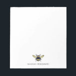 Queen Bee Apiary Personalized  Notepad<br><div class="desc">An elegant personalized queen bee note pad. For an apiarist,  gardener,  or florist,  or simply for the nature lover who likes bees.</div>