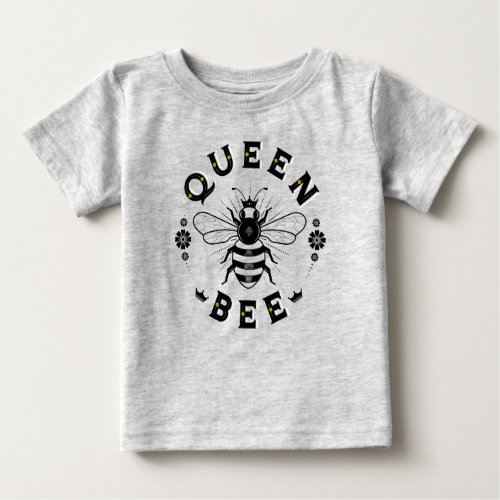 Queen Bee Baby Top T_shirt  Gray
