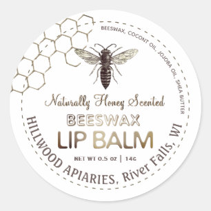 Queen Bee Beeswax Lip Balm Label Honeycomb