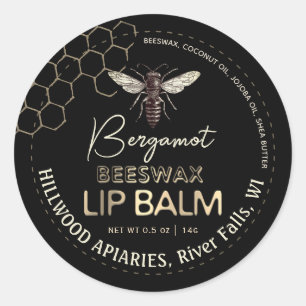 Queen Bee Beeswax Lip Balm Label Honeycomb