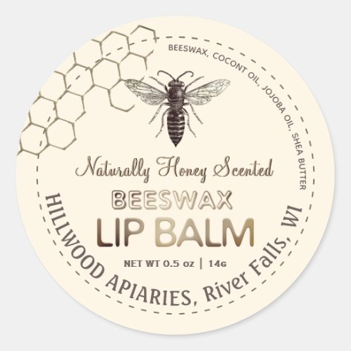 Queen Bee Beeswax Lip Balm Label Honeycomb        