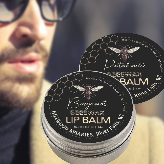 Queen Bee Beeswax Lip Balm Label Honeycomb         (Creator Uploaded)