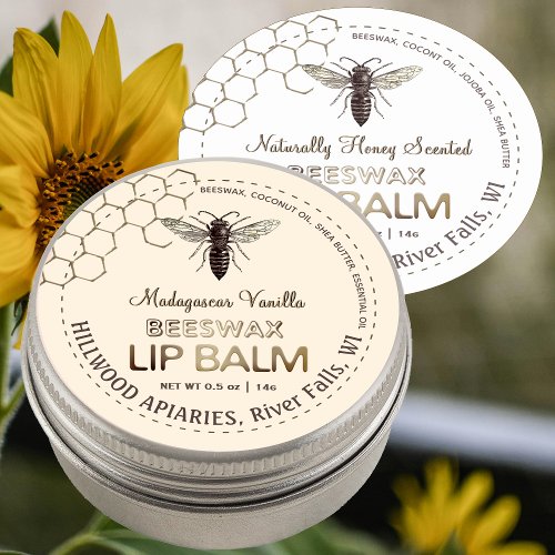 Queen Bee Beeswax Lip Balm Label Honeycomb        