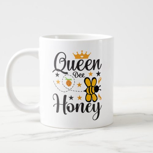 Queen Bee Black Girl Magic Melanin Women Afro  Giant Coffee Mug