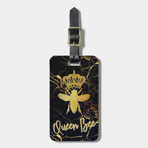 QUEEN BEE Black  Gold Marble LUGGAGE TAG