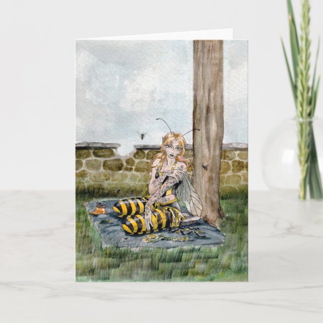 'Queen Bee' Blank Greeting Card (Front)