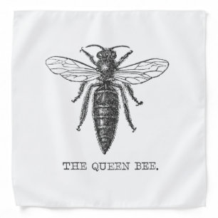 Queen Bee Bug Insect Antique Illustration Bandana