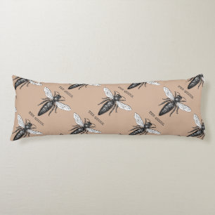 Queen Bee Bug Insect Antique Illustration Body Pillow