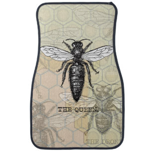 Queen Bee Bug Insect Antique Illustration Car Floor Mat