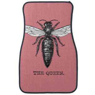 Queen Bee Bug Insect Antique Illustration Car Mat