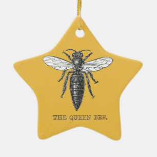 Queen Bee Bug Insect Antique Illustration Ceramic Ornament
