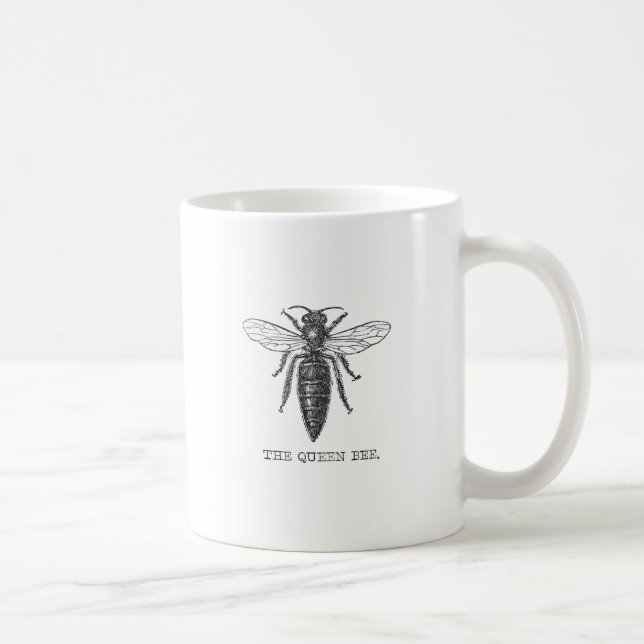 Queen Bee Bug Insect Antique Illustration Coffee Mug (Right)