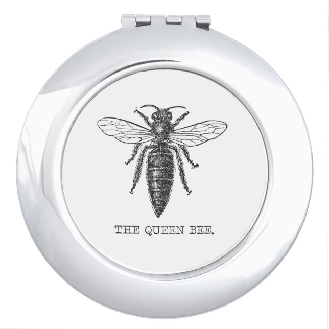 Queen Bee Bug Insect Antique Illustration Compact Mirror (Front)