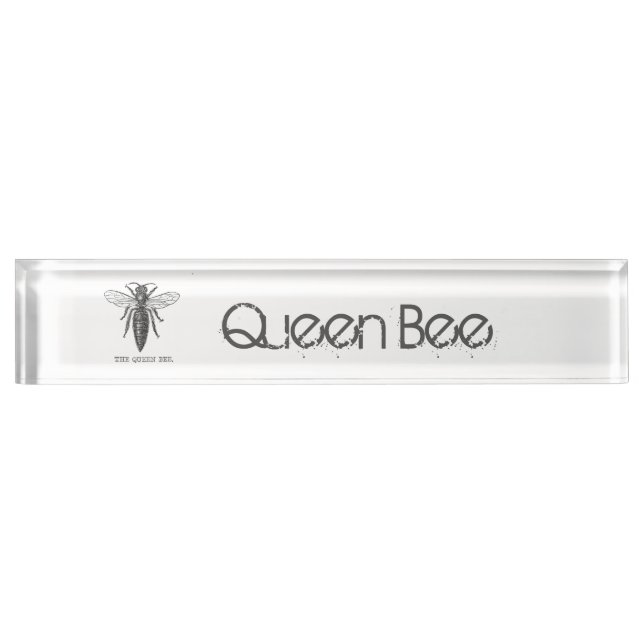 Queen Bee Bug Insect Antique Illustration Desk Name Plate (Front)