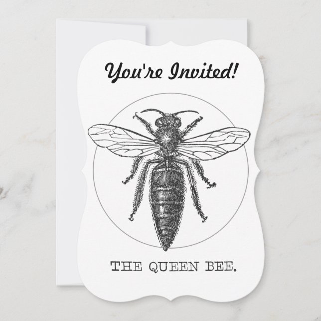 Queen Bee Bug Insect Antique Illustration Invitation (Front)