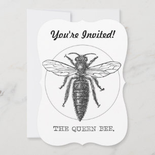 Queen Bee Bug Insect Antique Illustration Invitation