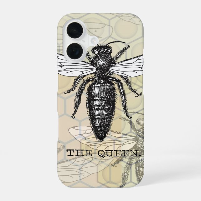 Queen Bee Bug Insect Antique Illustration Iphone Case (Back)