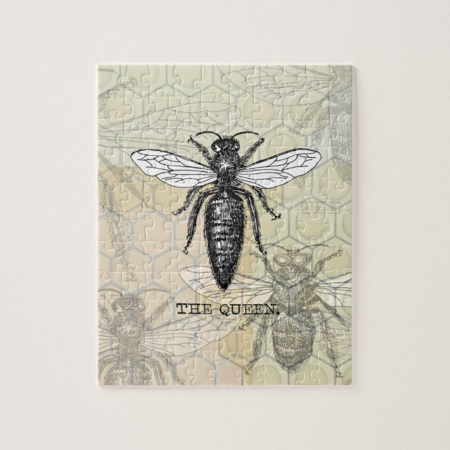 Queen Bee Bug Insect Antique Illustration Jigsaw Puzzle (Vertical)