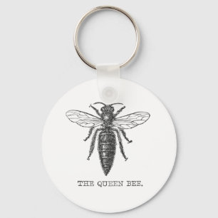 Queen Bee Bug Insect Antique Illustration Keychain