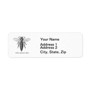Queen Bee Bug Insect Antique Illustration Label