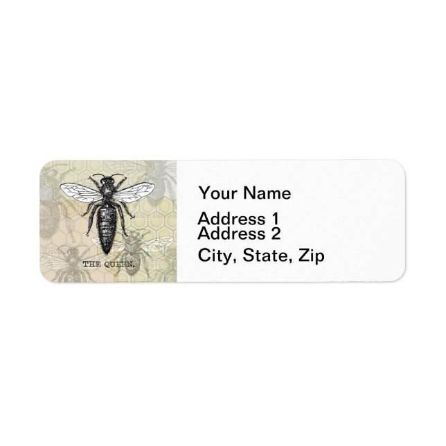 Queen Bee Bug Insect Antique Illustration Label (Front)