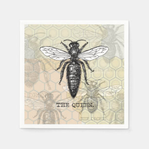 Queen Bee Bug Insect Antique Illustration Napkins