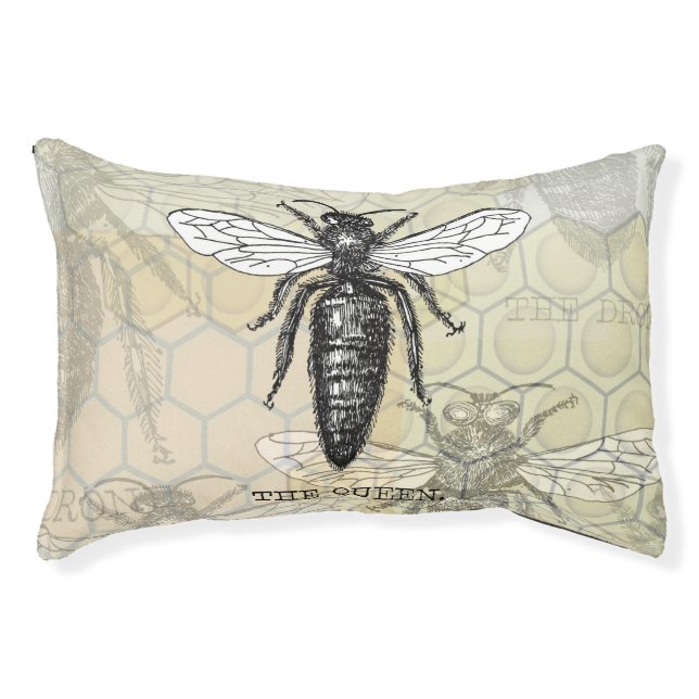 Queen Bee Bug Insect Antique Illustration Pet Bed (Front)