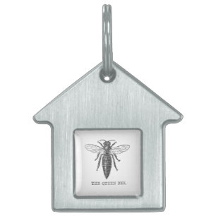 Queen Bee Bug Insect Antique Illustration Pet Name Tag