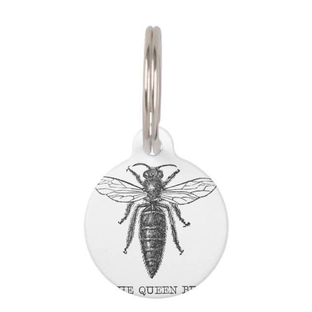 Queen Bee Bug Insect Antique Illustration Pet Tag (Front)