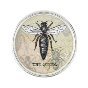 Queen Bee Bug Insect Antique Illustration Pin
