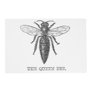Queen Bee Bug Insect Antique Illustration Placemat