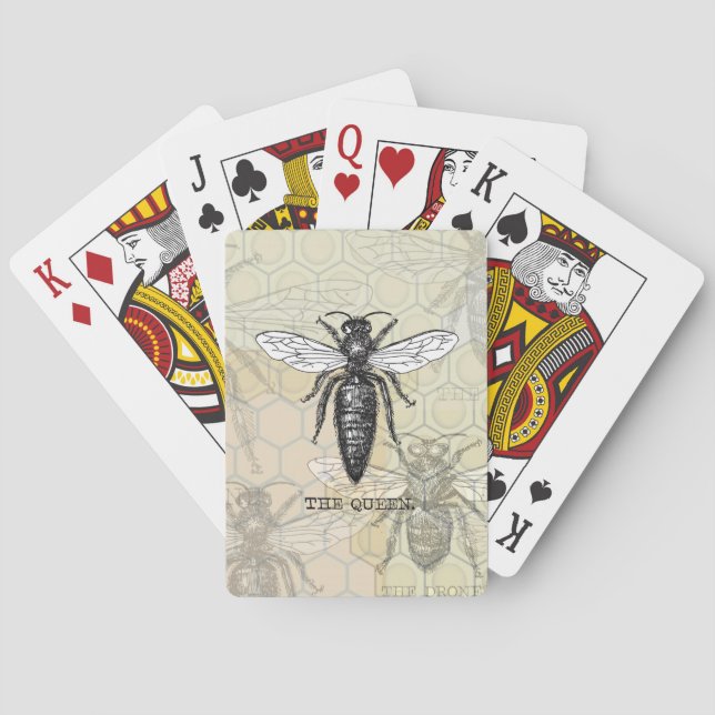 Queen Bee Bug Insect Antique Illustration Poker Cards (Back)