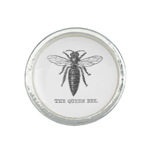 Queen Bee Bug Insect Antique Illustration Ring